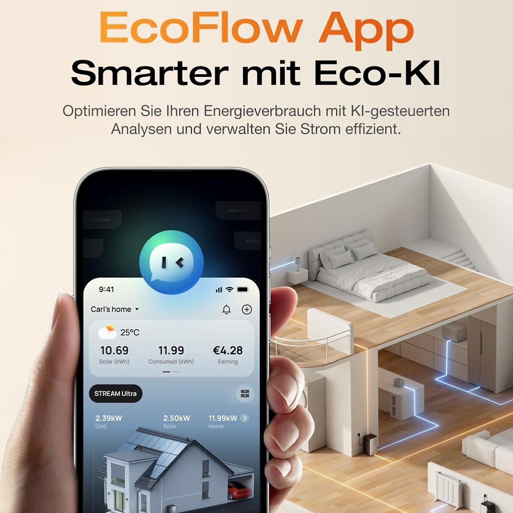 ECOFLOW STREAM Ultra und 4×AC Pro, Kabel, intelligenter Zähler Solarbatterie Schwarz – Bild 6